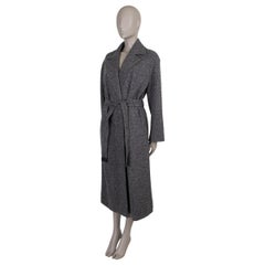 LORO PIANA gris cachemire 2023 HENDRIK BELTED TWEED Coat Jacket 42 M