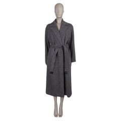 LORO PIANA gris cachemire 2023 HENDRIK BELTED TWEED Coat Jacket 42 M