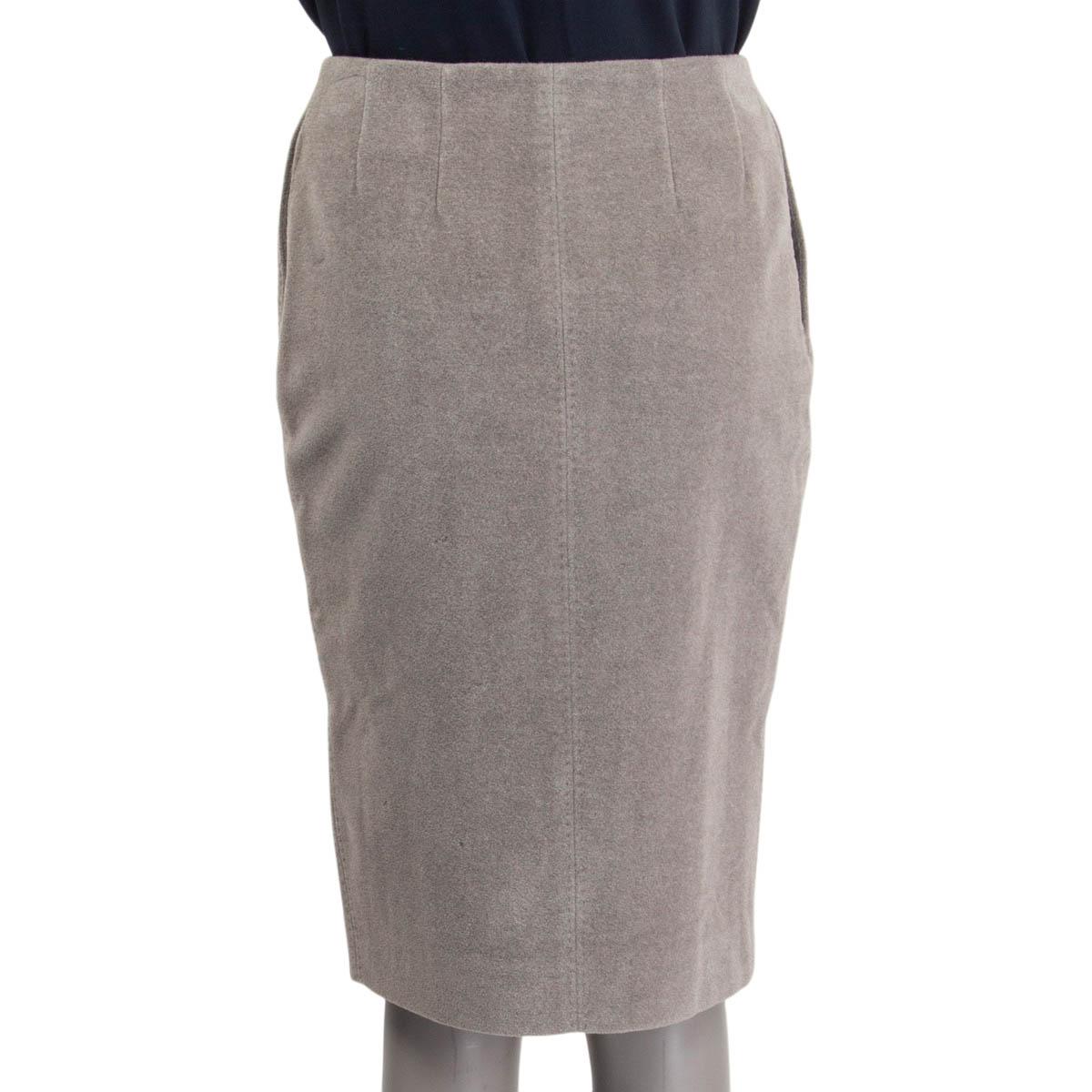 Gray LORO PIANA grey cashmere BUTTONED WRAP Skirt 42 M For Sale