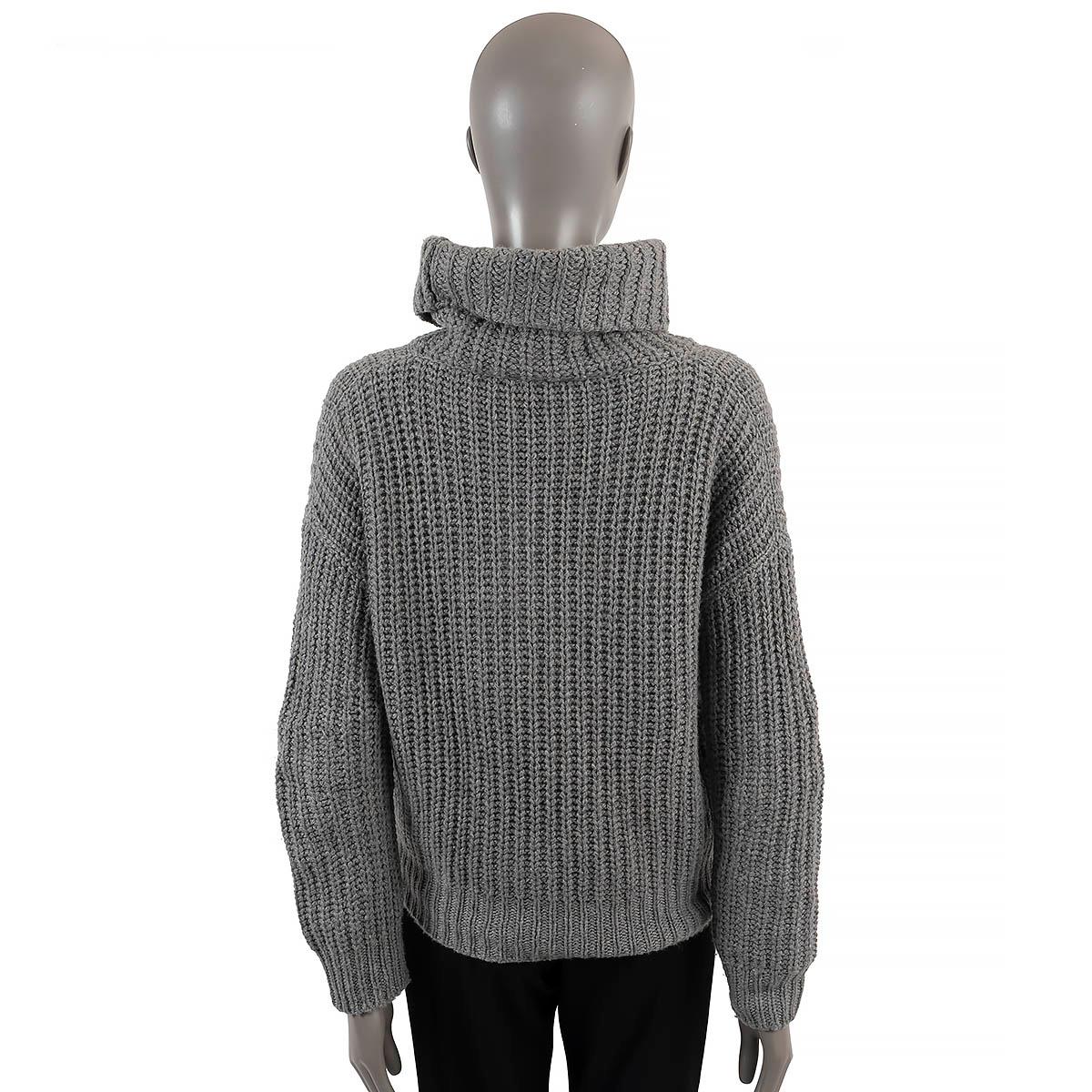 LORO PIANA grey cashmere DAVENPORT Turtleneck Sweater 40 S 1