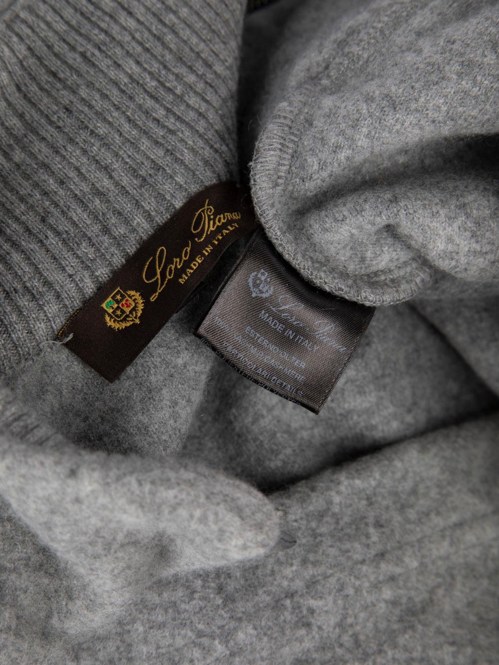 Loro Piana Pull demi-zippé en cachemire gris Taille XXL Pour femmes en vente