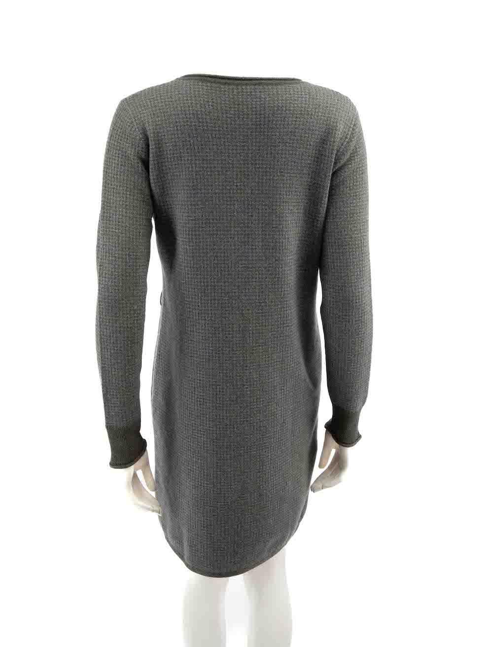 Loro Piana Grey Cashmere Houndstooth Mini Dress Size M In Good Condition For Sale In London, GB
