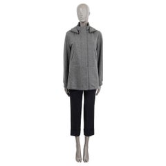 LORO PIANA grey cashmere ICERY HODDED KNIT Jacket 44 L