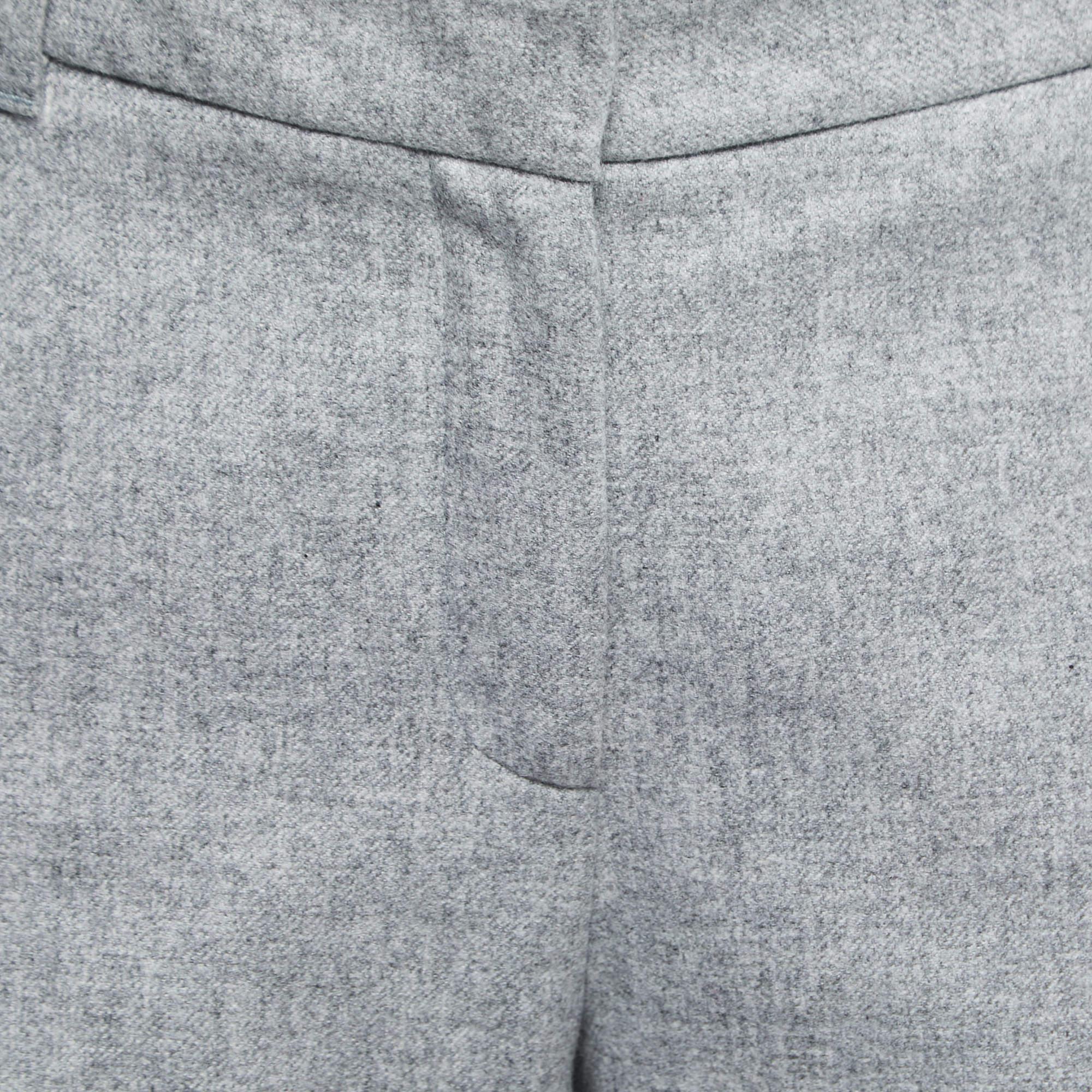 Women's Loro Piana Grey Cashmere Straight Leg Trousers  For Sale