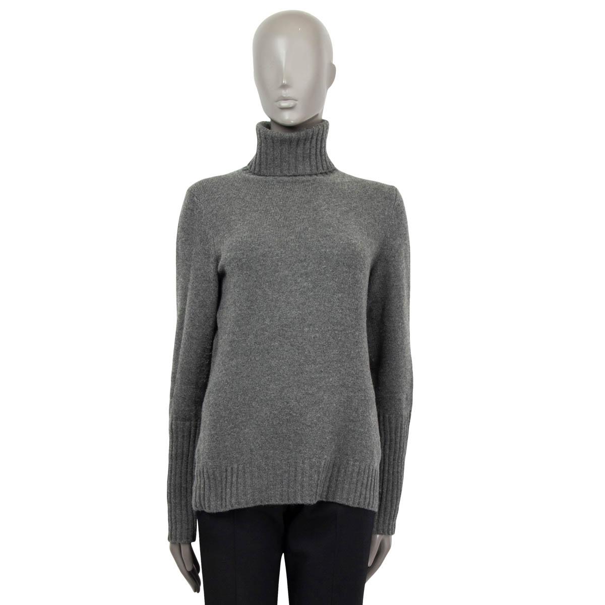 Gray LORO PIANA grey cashmere TURTLENECK Sweater 44 L For Sale