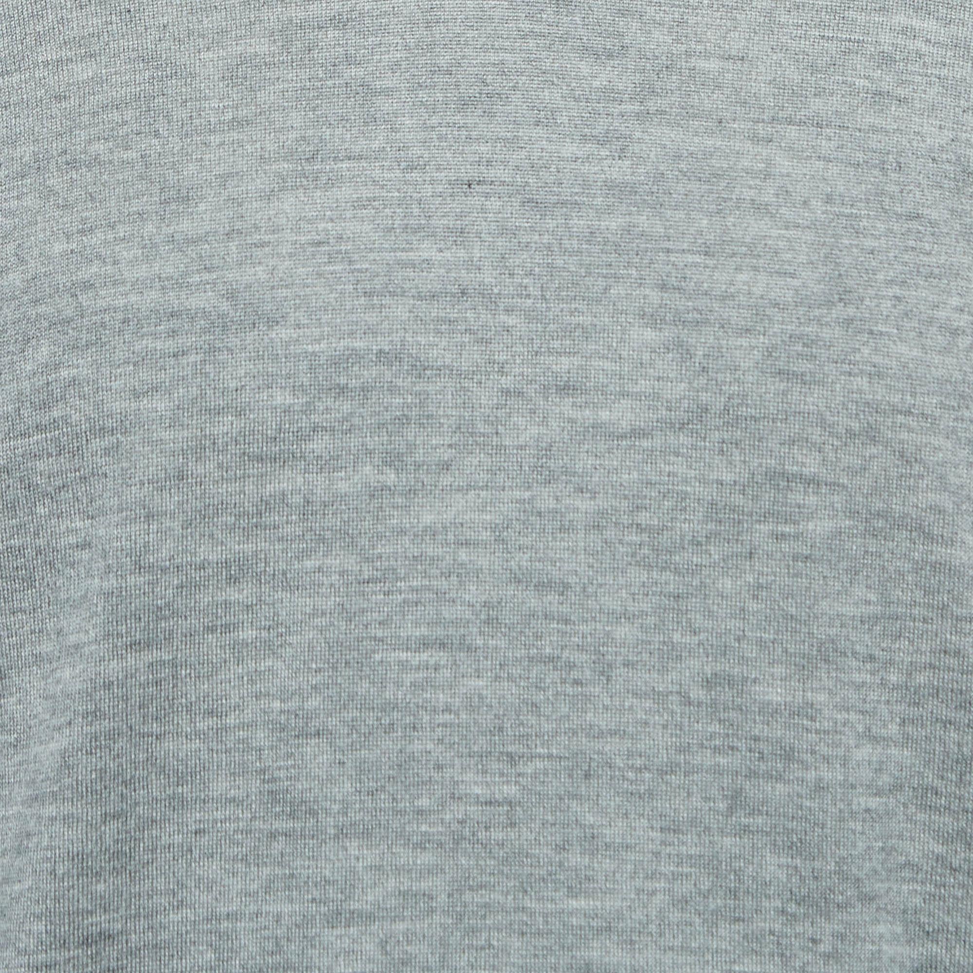 Loro Piana Grey Cashmere V-Neck Sweater M For Sale 1