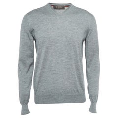 Loro Piana Grey Cashmere V-Neck Sweater M