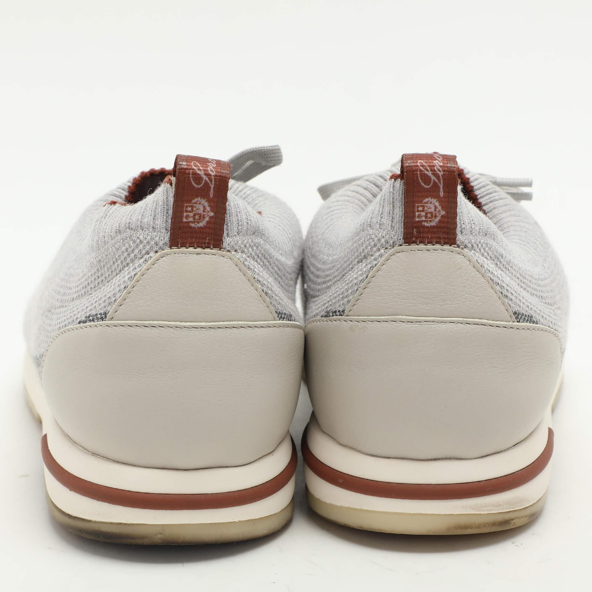 Loro Piana Grigio in maglia 360 LP Flexy Walk Scarpe da Ginnastica Basse Taglia 41 in vendita 1
