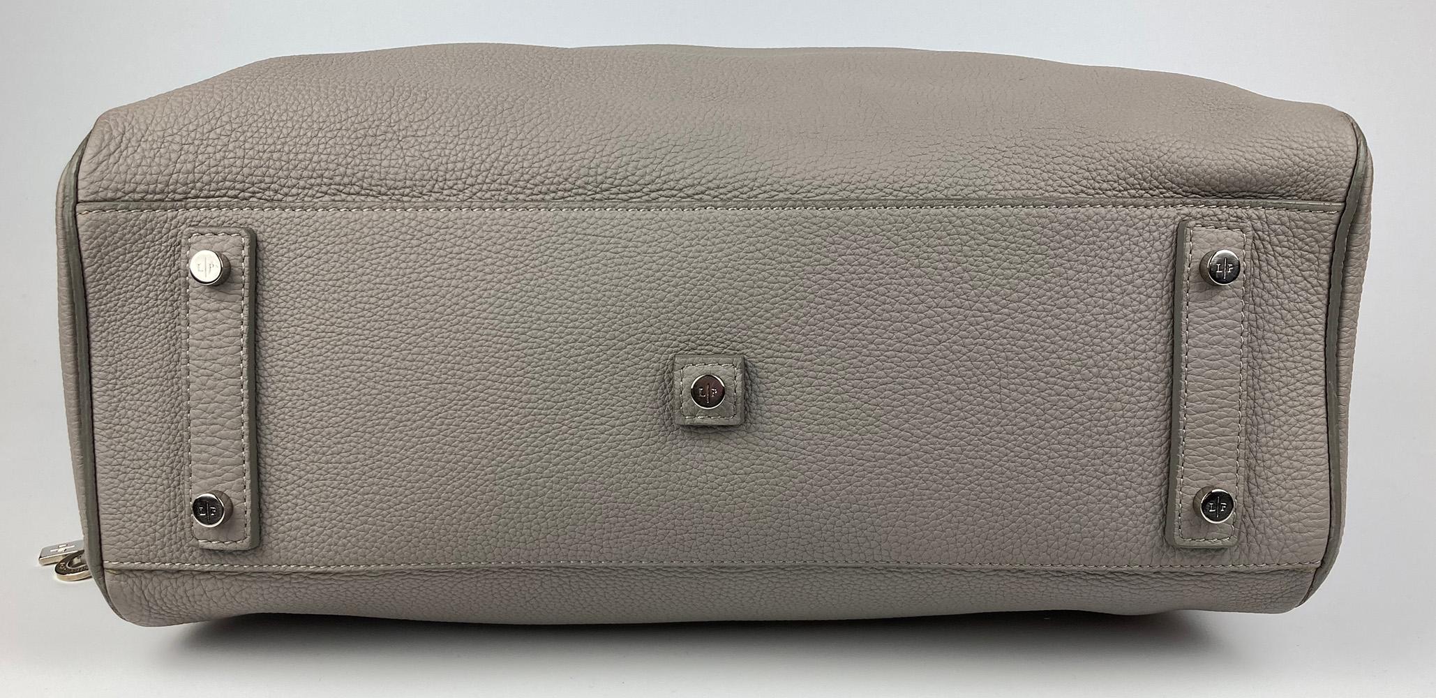 Loro Piana Grey Leather Duffle Tote For Sale 1