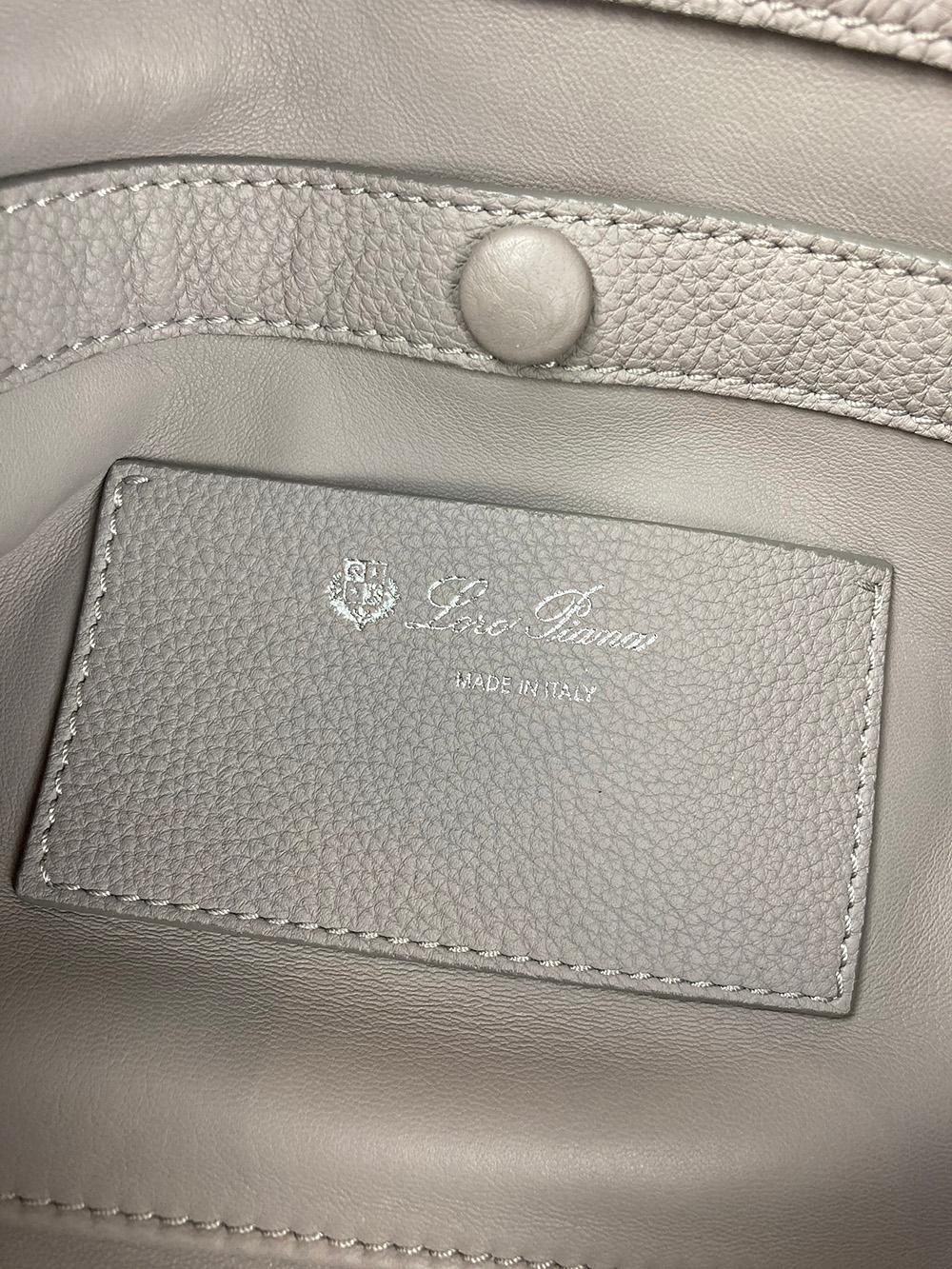 Loro Piana Grey Leather Duffle Tote For Sale 3