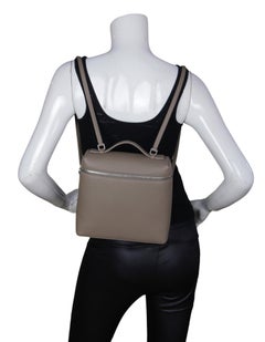 Loro Piana Grey Leather Extra Pocket L23.5 Backpack Bag