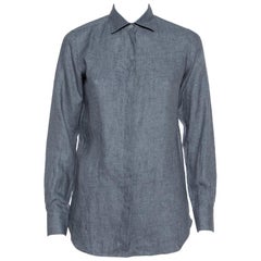 Loro Piana Grey Linen Button Front Shirt S