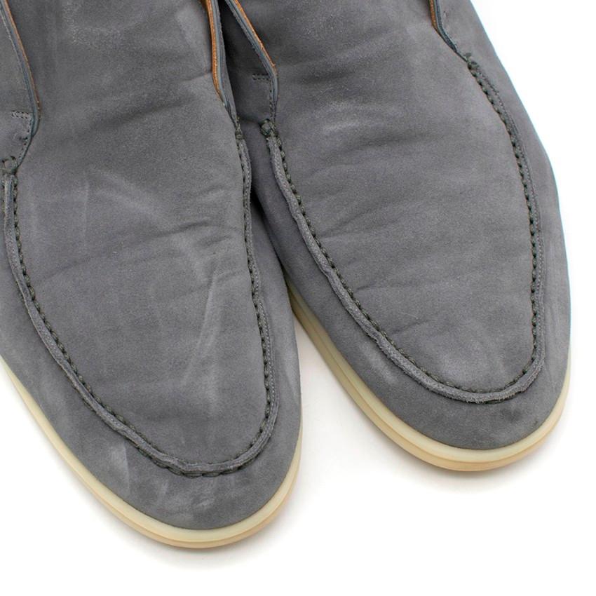Gray Loro Piana Grey Open Walk Suede Loafers 44.5