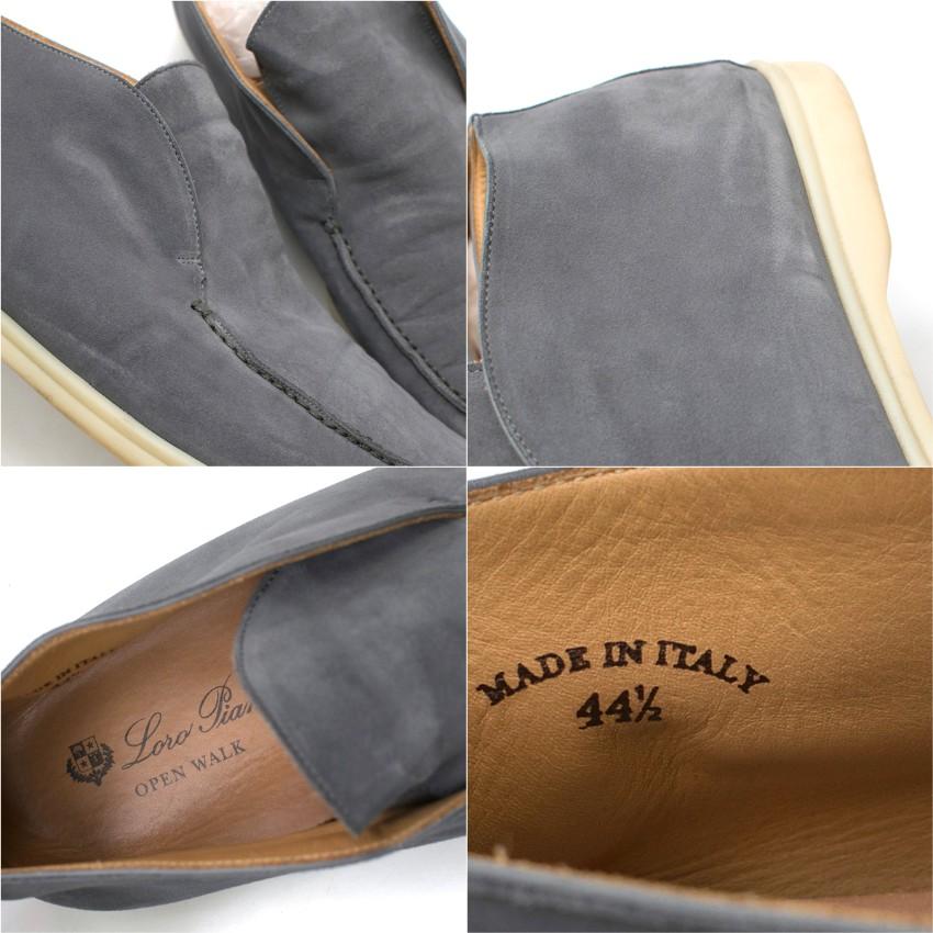 Loro Piana Grey Open Walk Suede Loafers 44.5 In Good Condition In London, GB