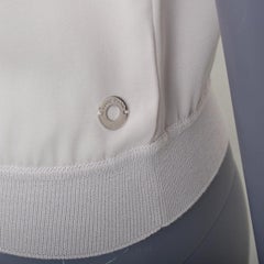 LORO PIANA grey silk bi fabric  raglan short sleeve logo charm top IT38 XS