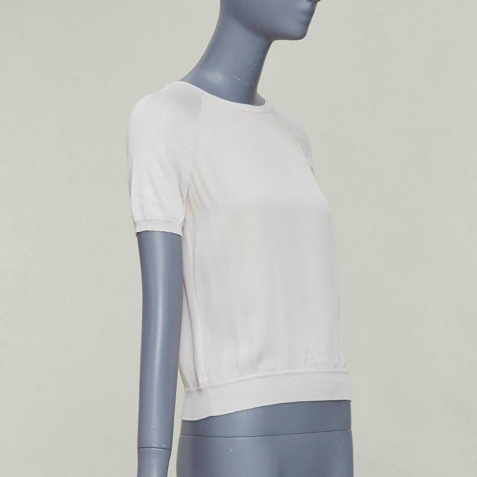 LORO PIANA grau Seide bi Stoff  Raglan-Kurzarm-Logo-Charme-Top IT38 XS (Grau) im Angebot