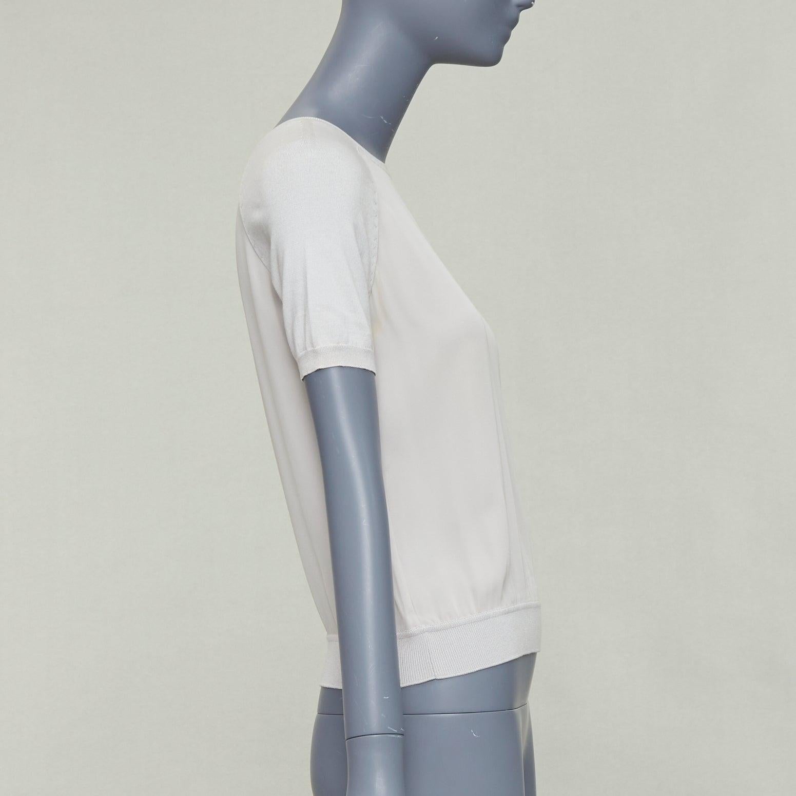 LORO PIANA grau Seide bi Stoff  Raglan-Kurzarm-Logo-Charme-Top IT38 XS im Zustand „Relativ gut“ im Angebot in Hong Kong, NT