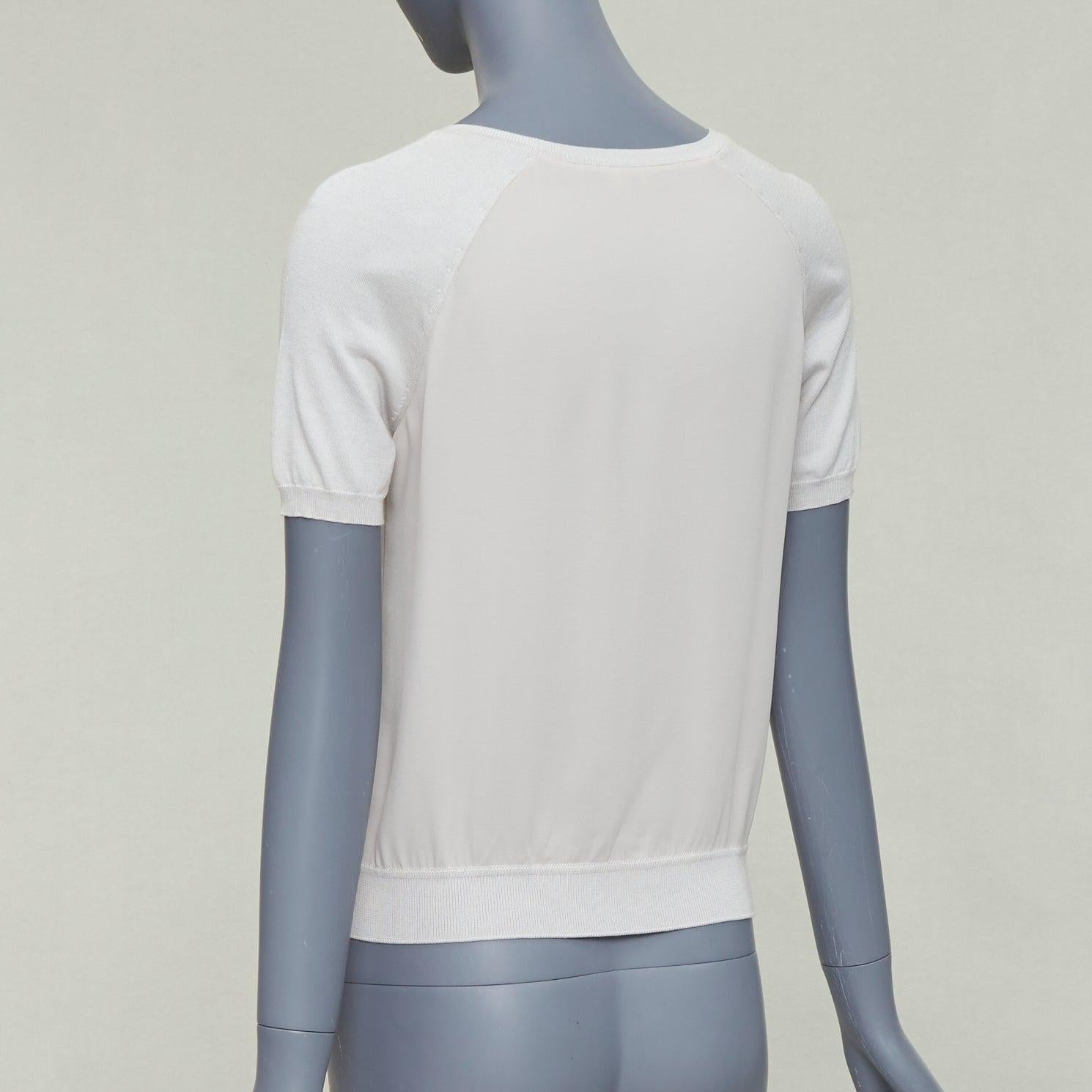 LORO PIANA grau Seide bi Stoff  Raglan-Kurzarm-Logo-Charme-Top IT38 XS im Angebot 1