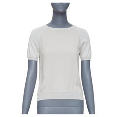 LORO PIANA grau Seide bi Stoff  Raglan-Kurzarm-Logo-Charme-Top IT38 XS