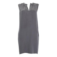 LORO PIANA grey silk Sleeveless Shift Dress 40 S