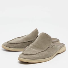 Loro Piana Grey Suede Babouche Walk Mules Size 42