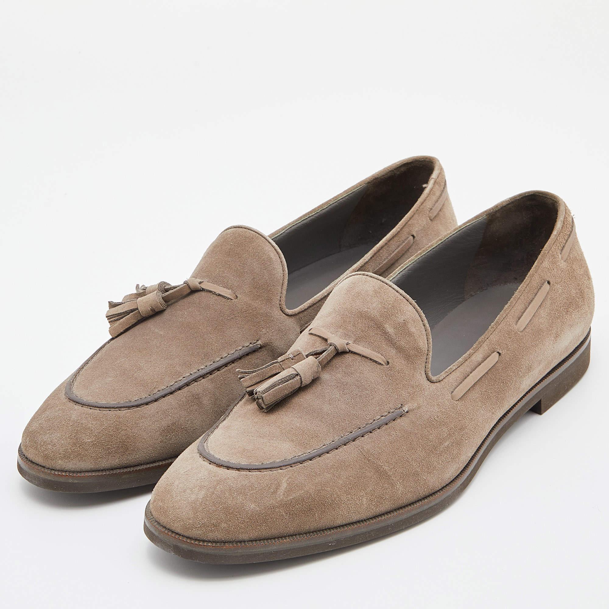 Women's Loro Piana Grey Suede Tassel Slip On Loafers Size 39