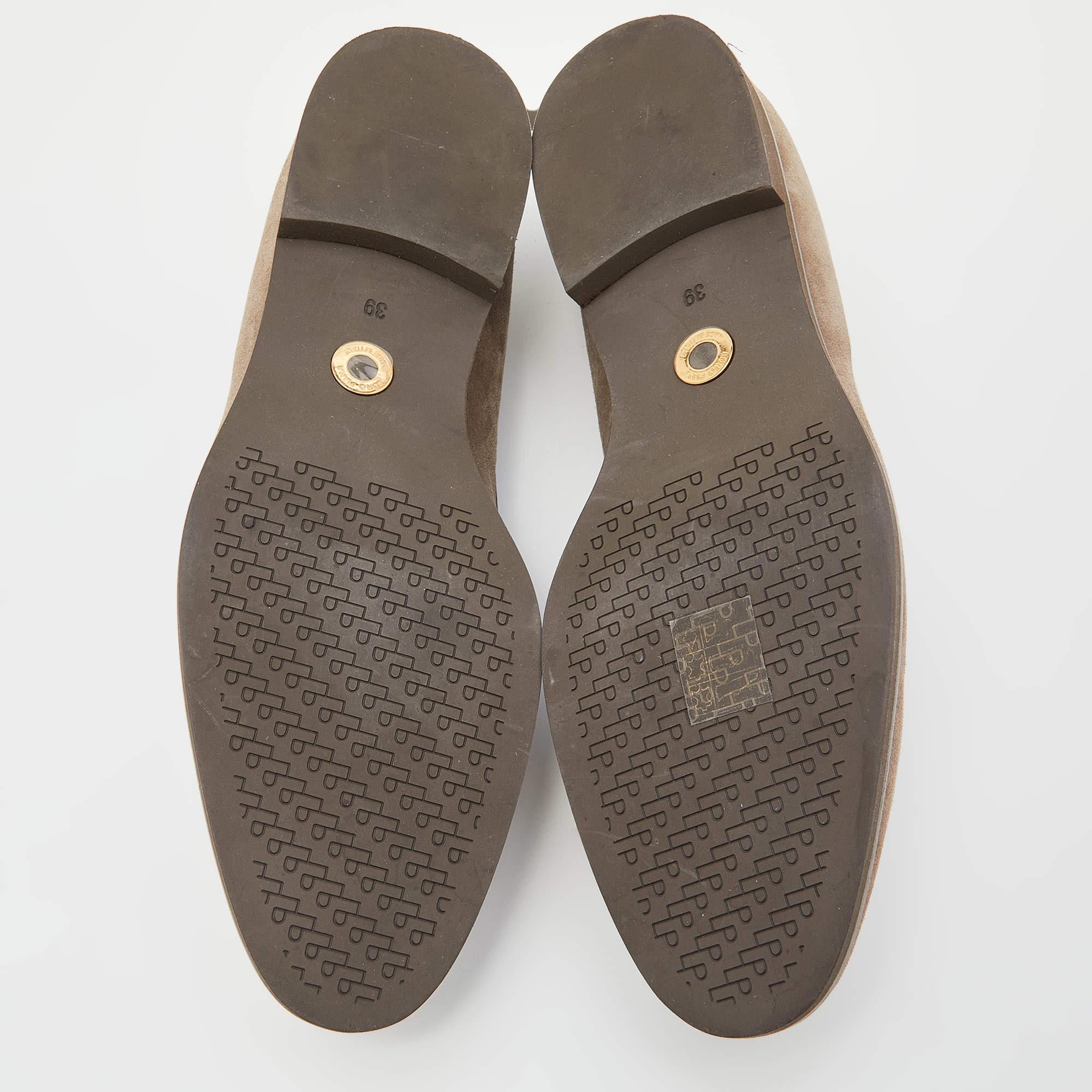 Loro Piana Grey Suede Tassel Slip On Loafers Size 39 5