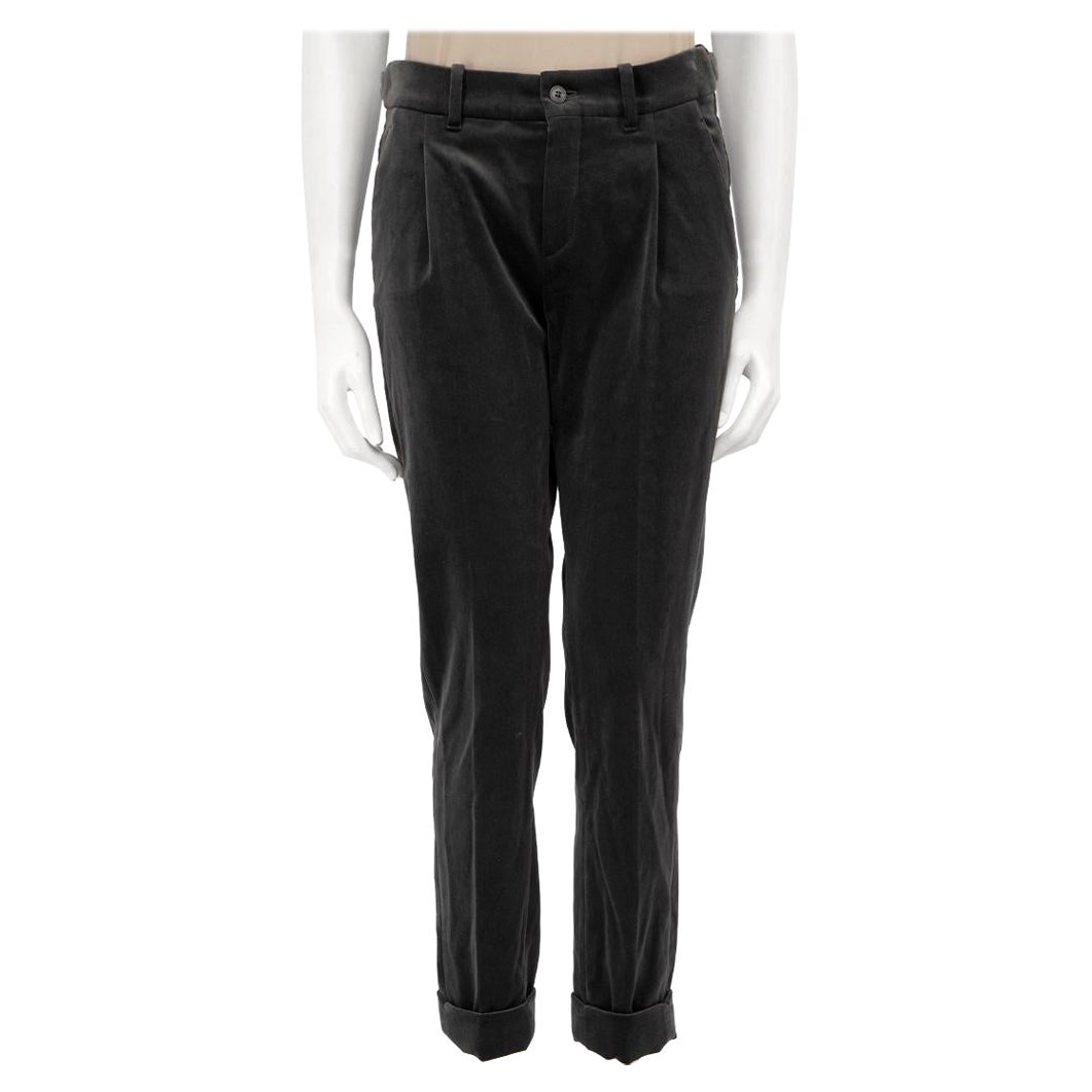Loro Piana Graue spitz zulaufende Samthose Größe S im Angebot