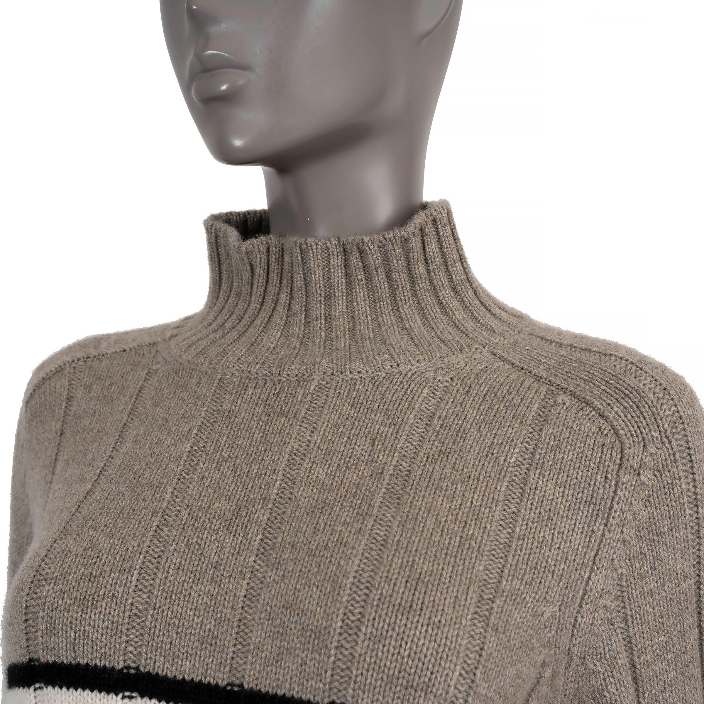 LORO PIANA grey white black cashmere DUCA D'AOSTA COLORBLOCK Sweater L 1