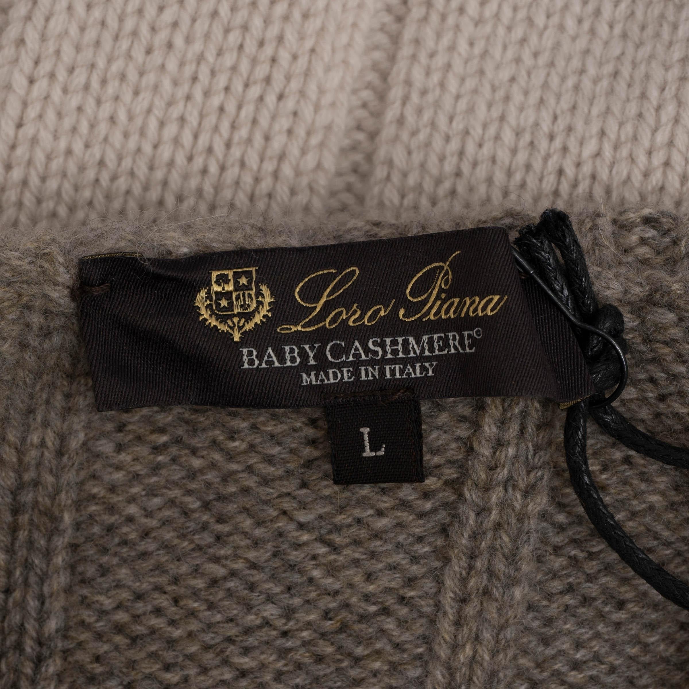 LORO PIANA grey white black cashmere DUCA D'AOSTA COLORBLOCK Sweater L 2