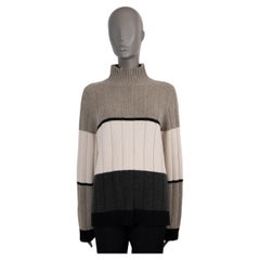 LORO PIANA grey white black cashmere DUCA D'AOSTA COLORBLOCK Sweater L