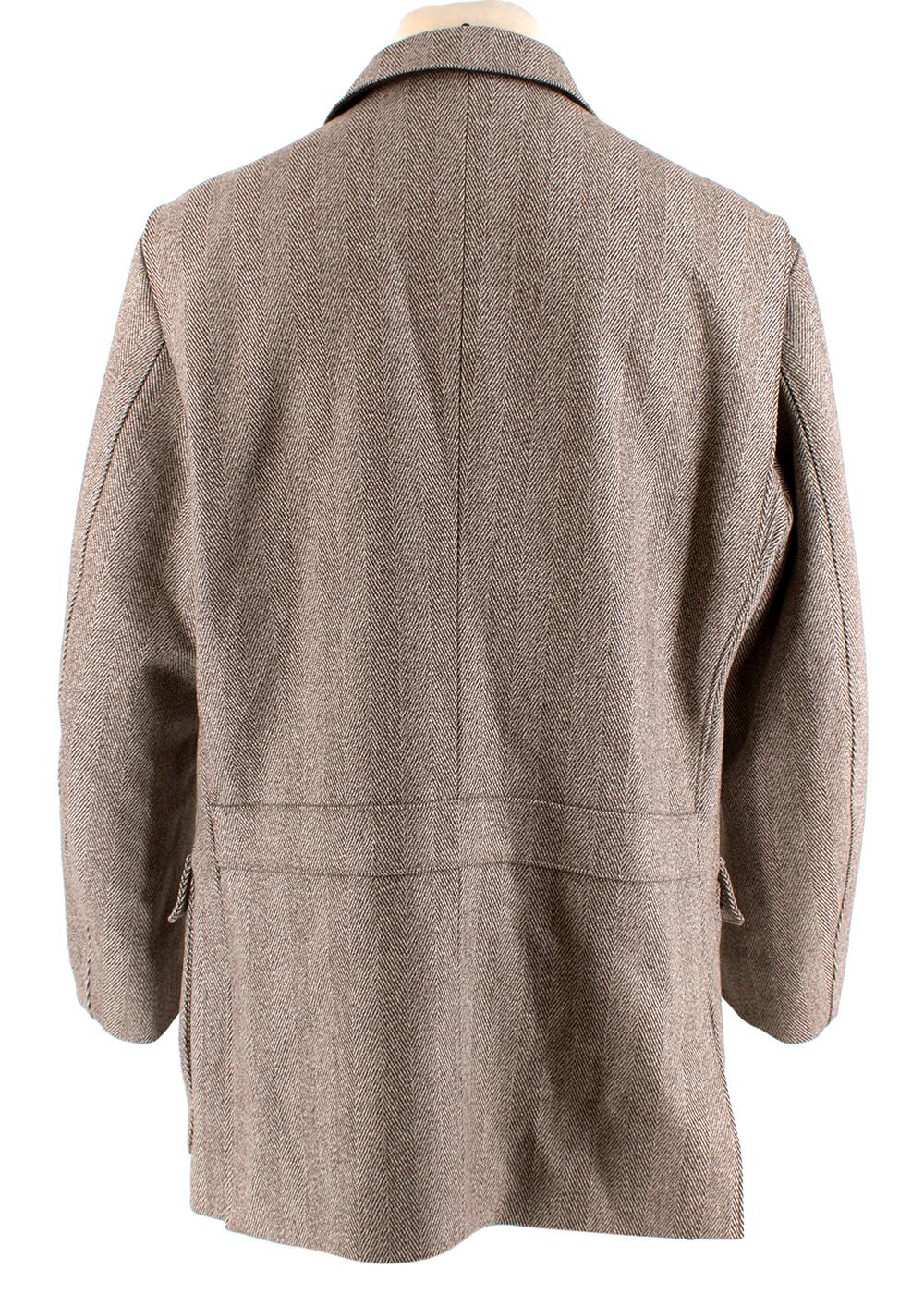 Loro Piana Fischgrät-Tweed Outdoor  Sturmsystem-Jacke - L (Grau) im Angebot