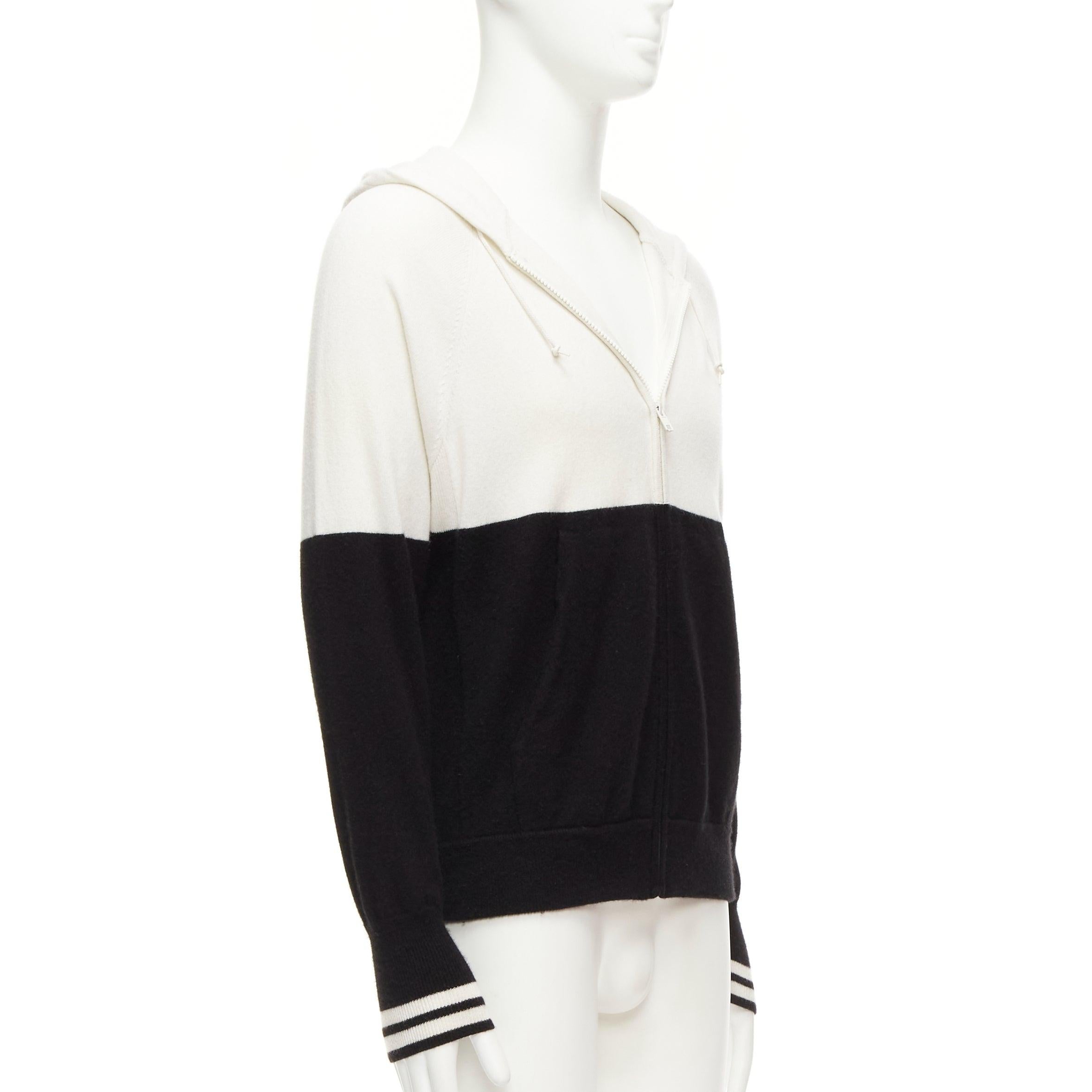 LORO PIANA Hiroshi Fujiwara 100% cashmere black white logo embroidery hoodie S In Good Condition For Sale In Hong Kong, NT