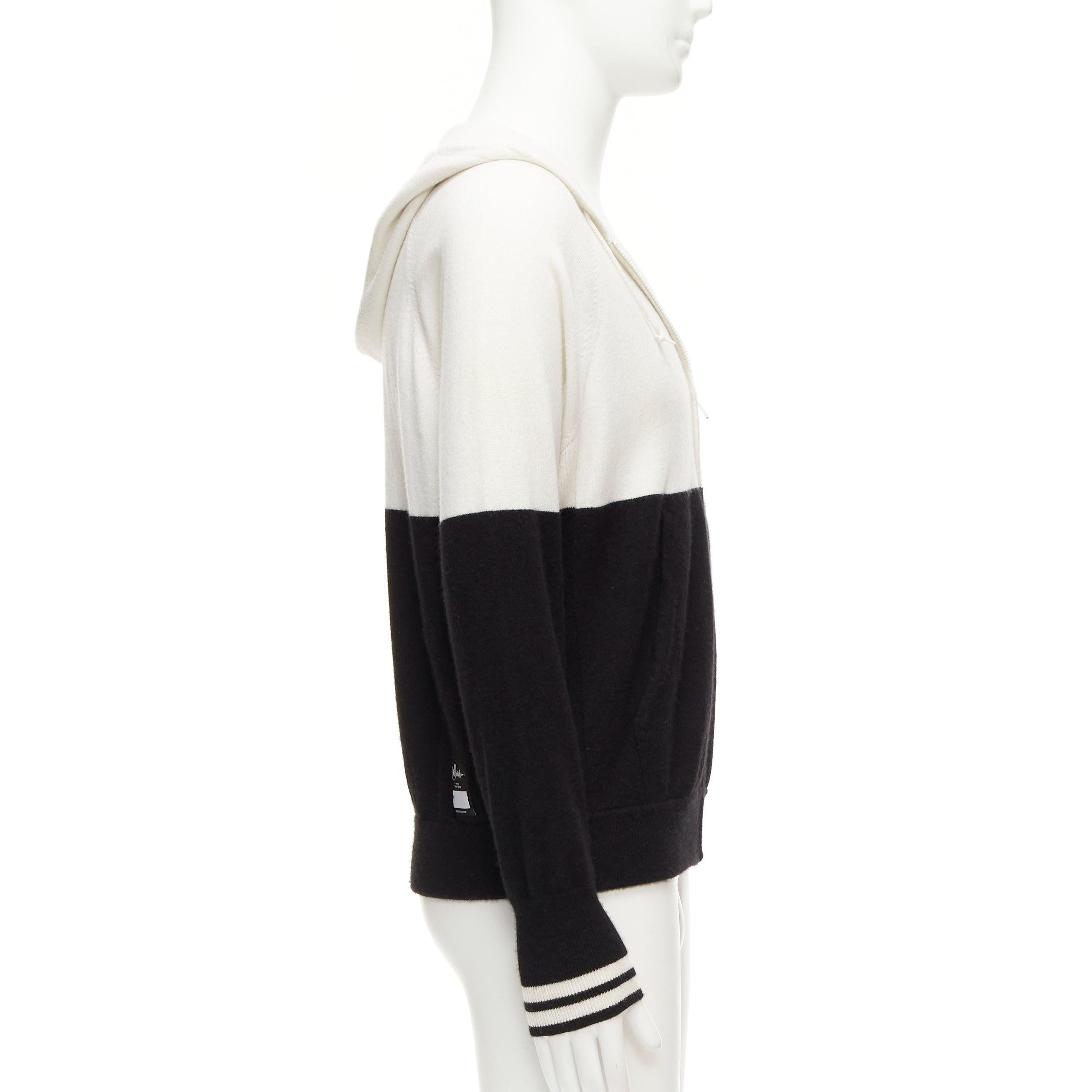 LORO PIANA Hiroshi Fujiwara 100% cashmere black white logo embroidery hoodie S For Sale 1