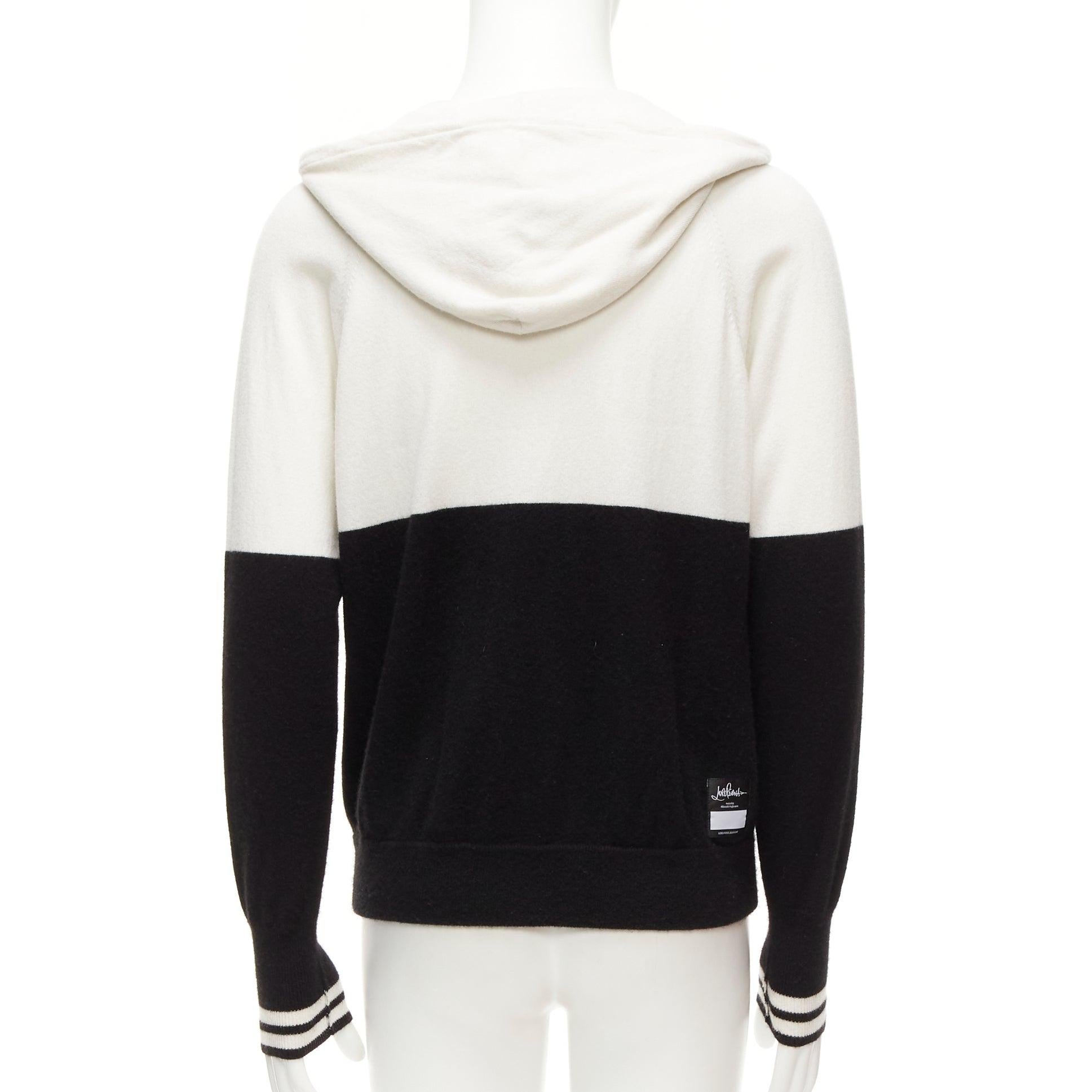 LORO PIANA Hiroshi Fujiwara 100% cashmere black white logo embroidery hoodie S For Sale 2