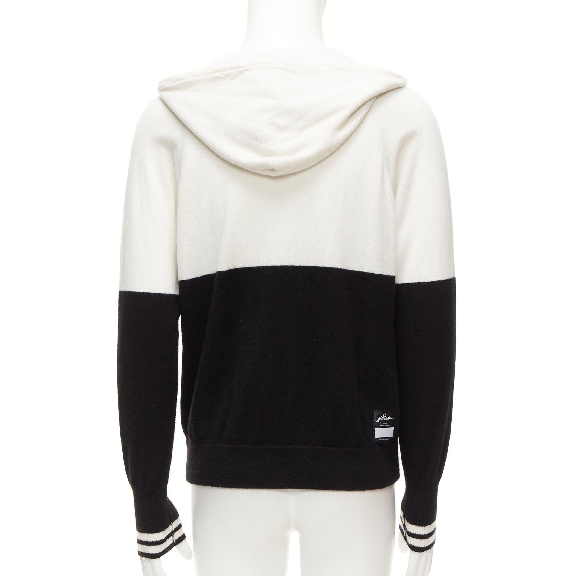 LORO PIANA Hiroshi Fujiwara 100% cashmere black white logo embroidery hoodie S For Sale 1