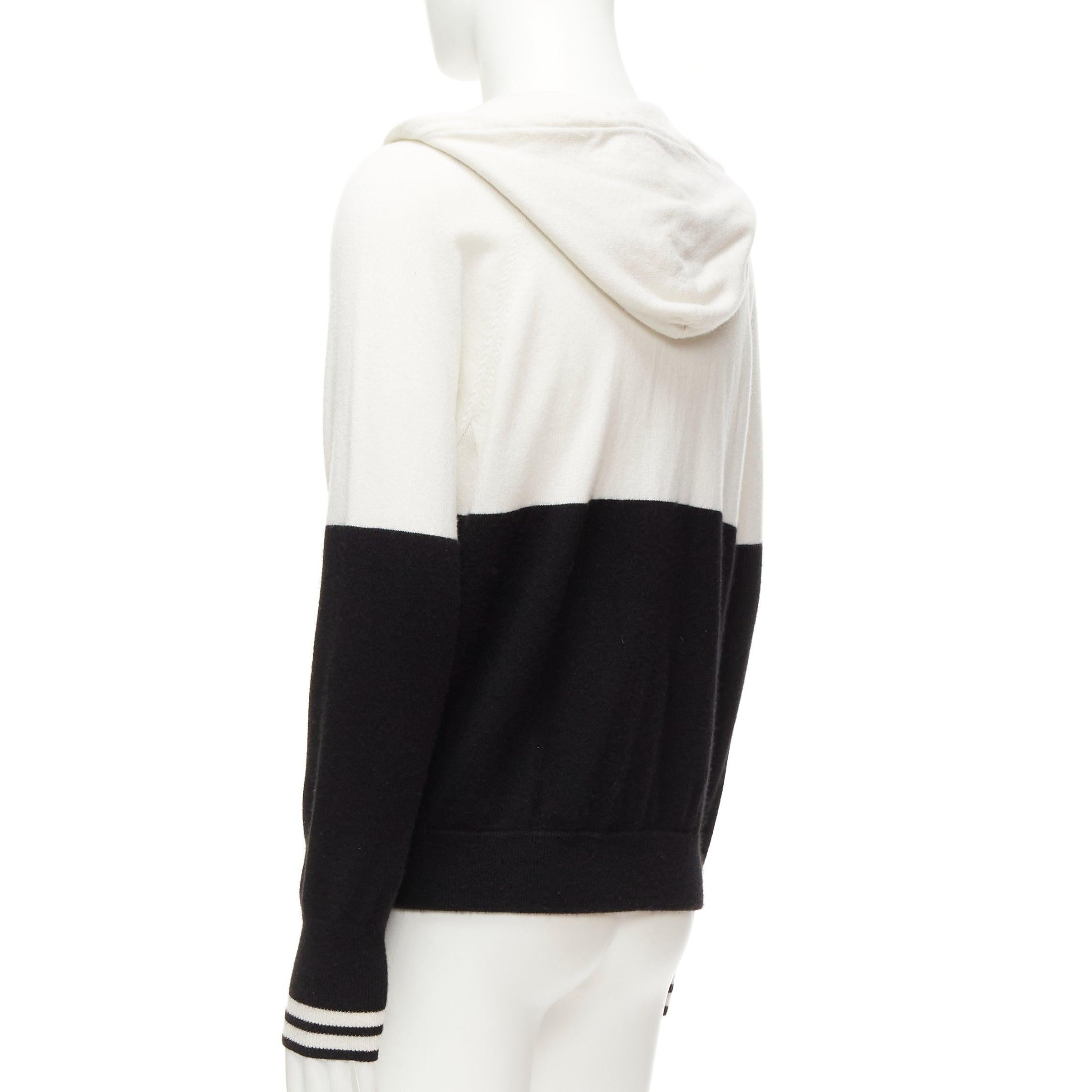 LORO PIANA Hiroshi Fujiwara 100% cashmere black white logo embroidery hoodie S For Sale 2