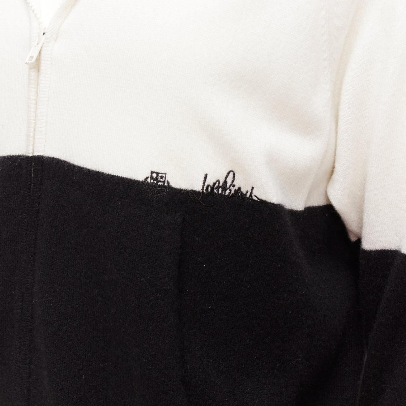 LORO PIANA Hiroshi Fujiwara 100% cashmere black white logo embroidery hoodie S For Sale 3