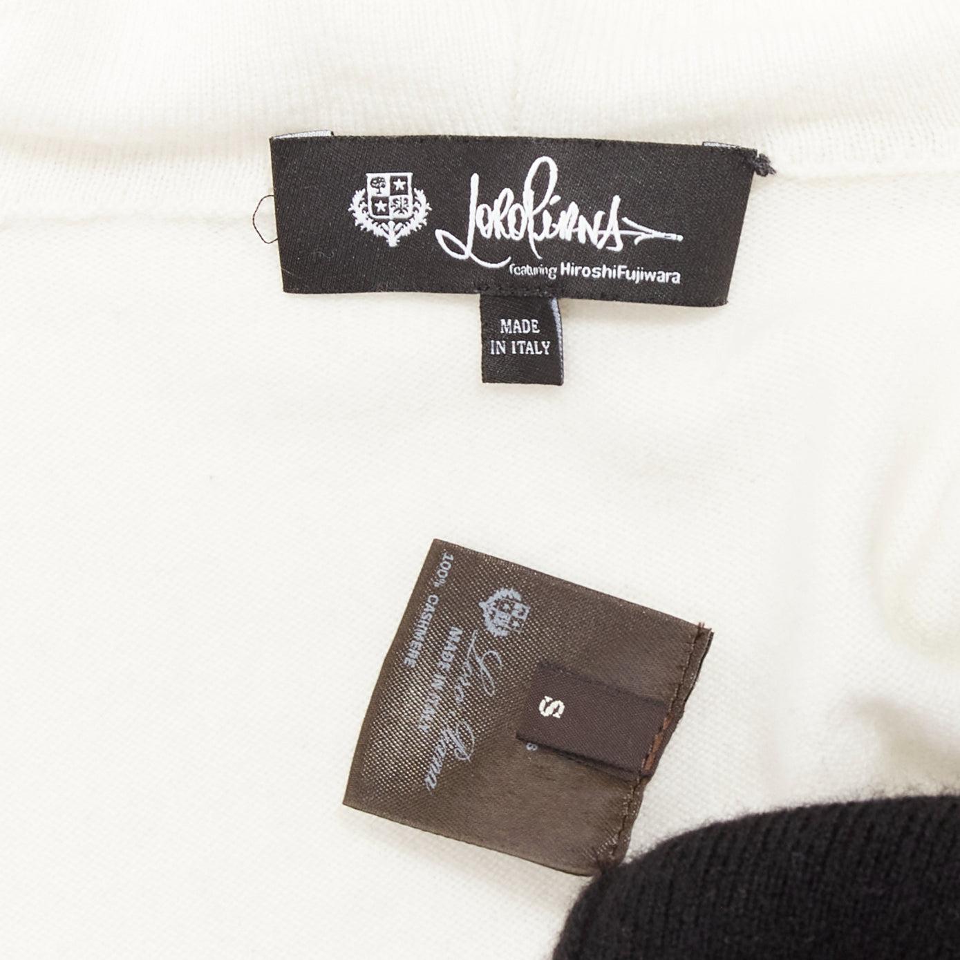 LORO PIANA Hiroshi Fujiwara 100% cashmere black white logo embroidery hoodie S For Sale 5