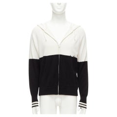 LORO PIANA Hiroshi Fujiwara 100% cashmere black white logo embroidery hoodie S