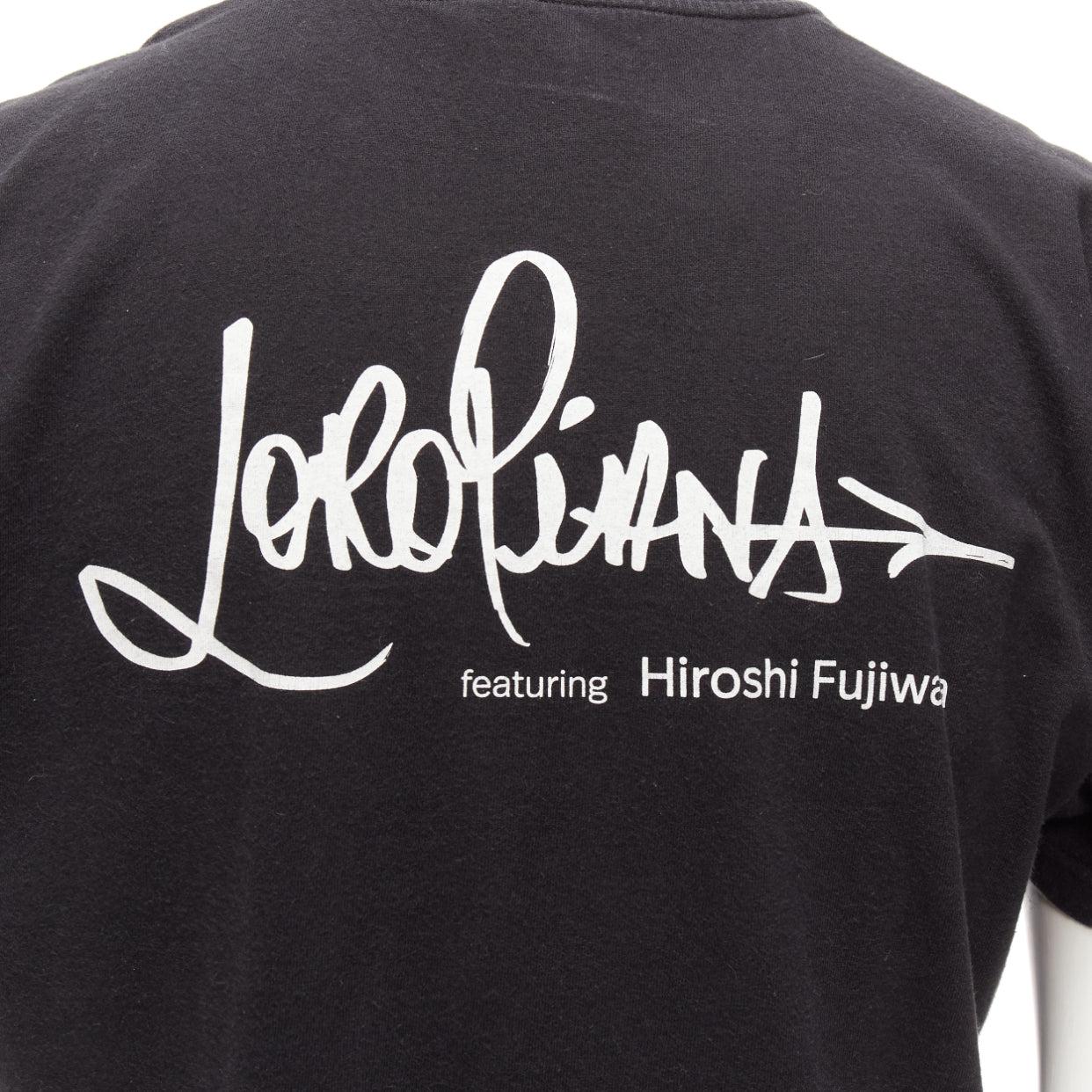 LORO PIANA Hiroshi Fujiwara black cotton white logo tshirt S For Sale 3