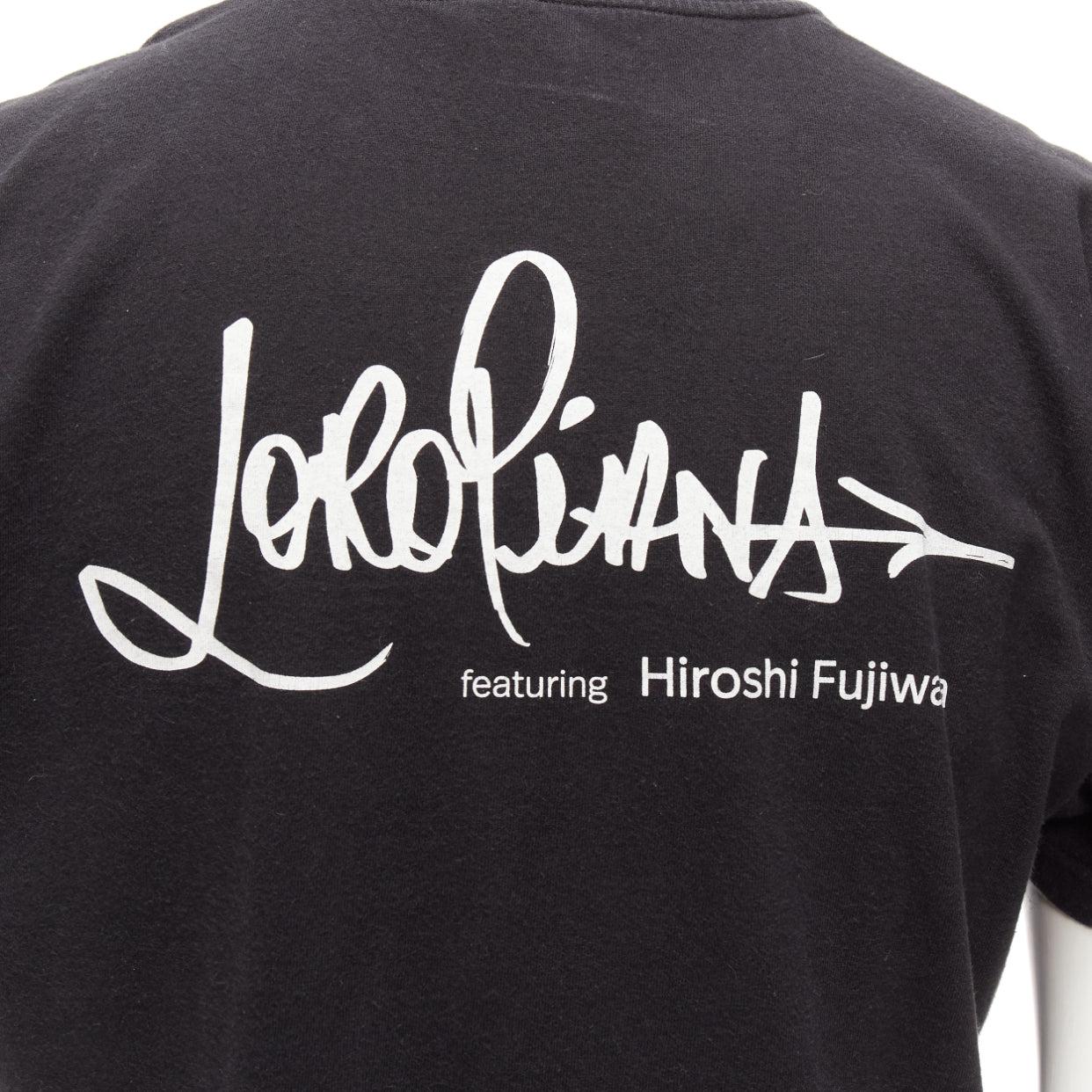 LORO PIANA Hiroshi Fujiwara black cotton white logo tshirt S 2