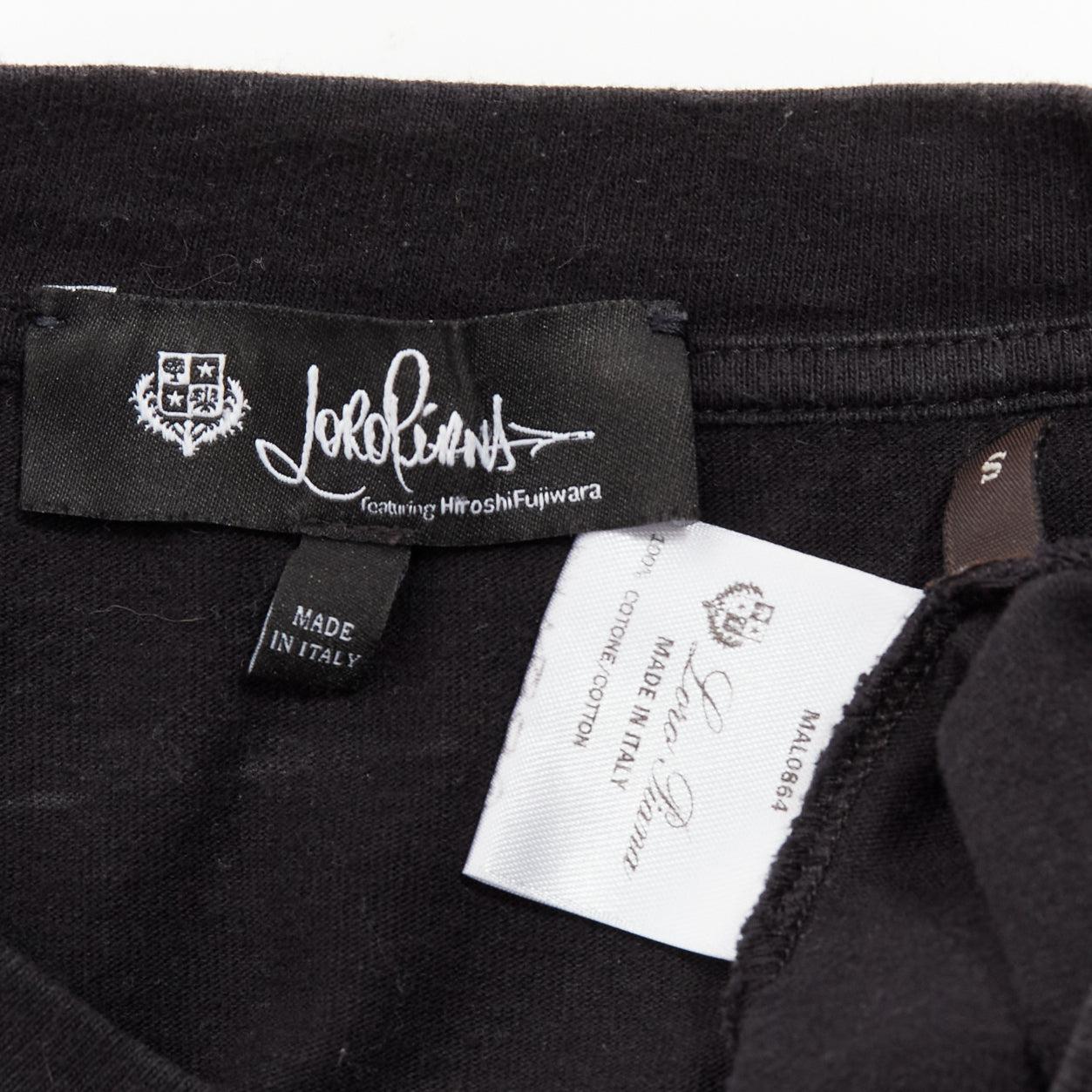 LORO PIANA Hiroshi Fujiwara black cotton white logo tshirt S 3