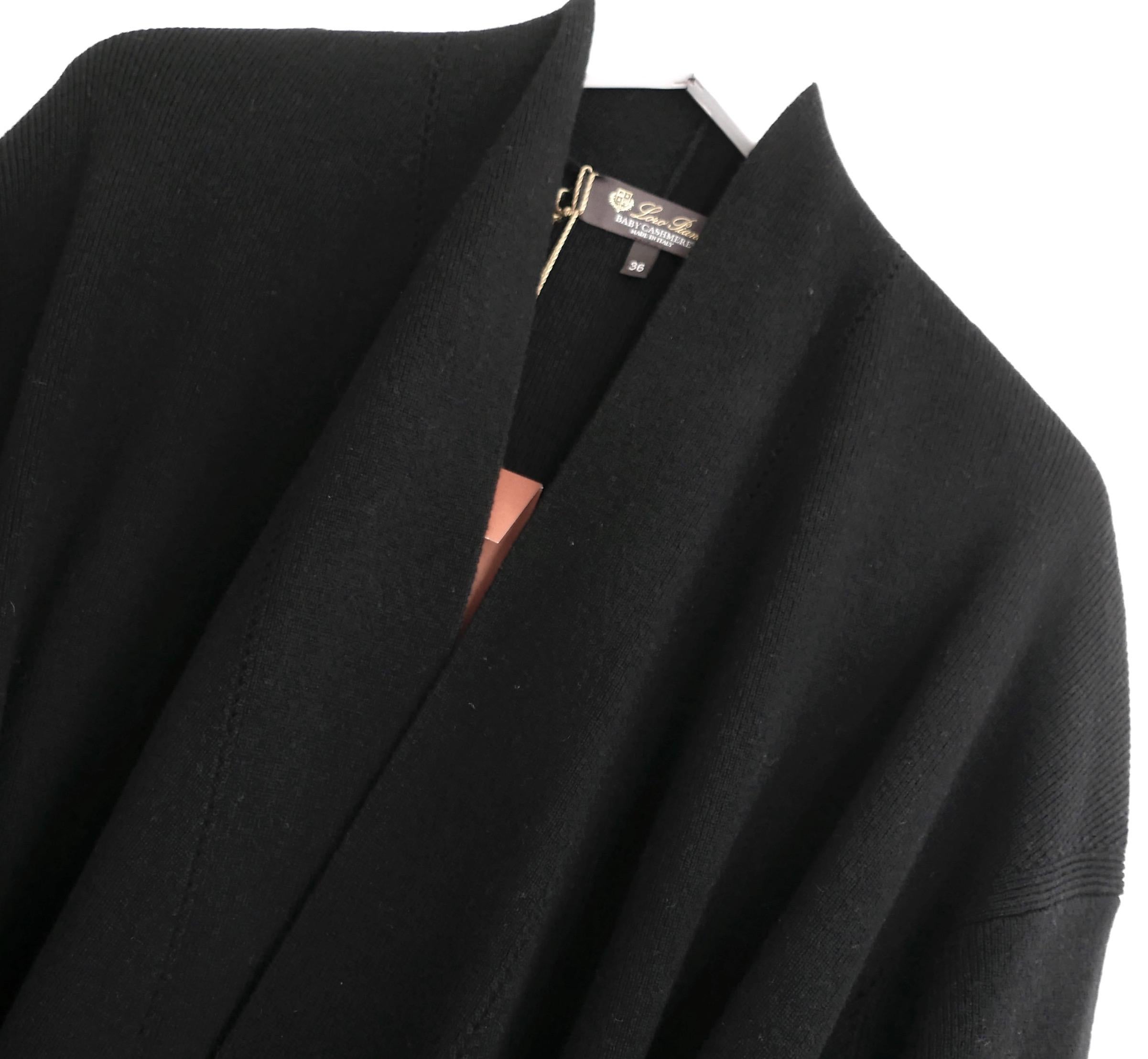 Loro Piana Introciato Baby Cashmere Cardigan Jacket Black In New Condition For Sale In London, GB
