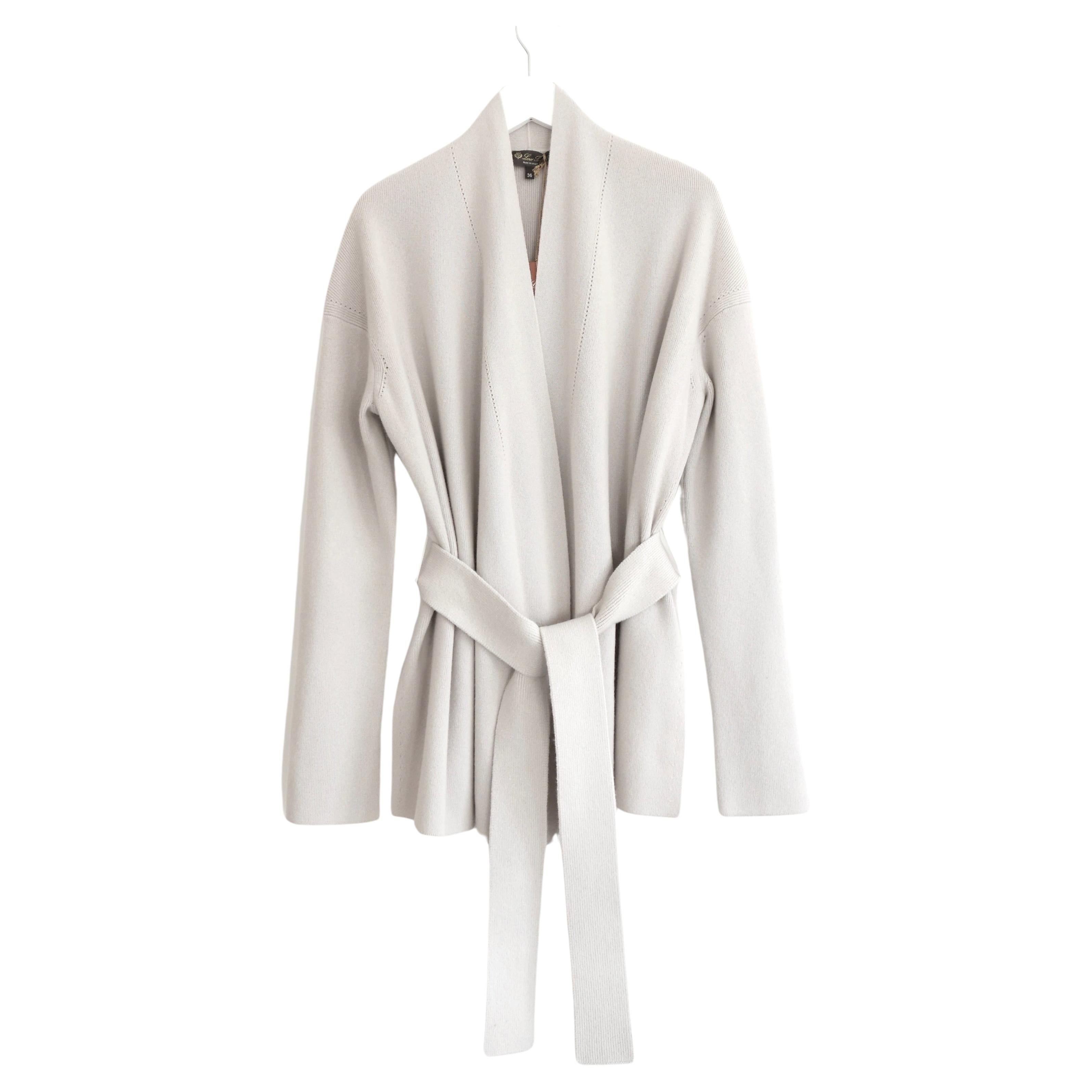 Loro Piana Introciato Grey Baby Cashmere Cardigan Jacket For Sale