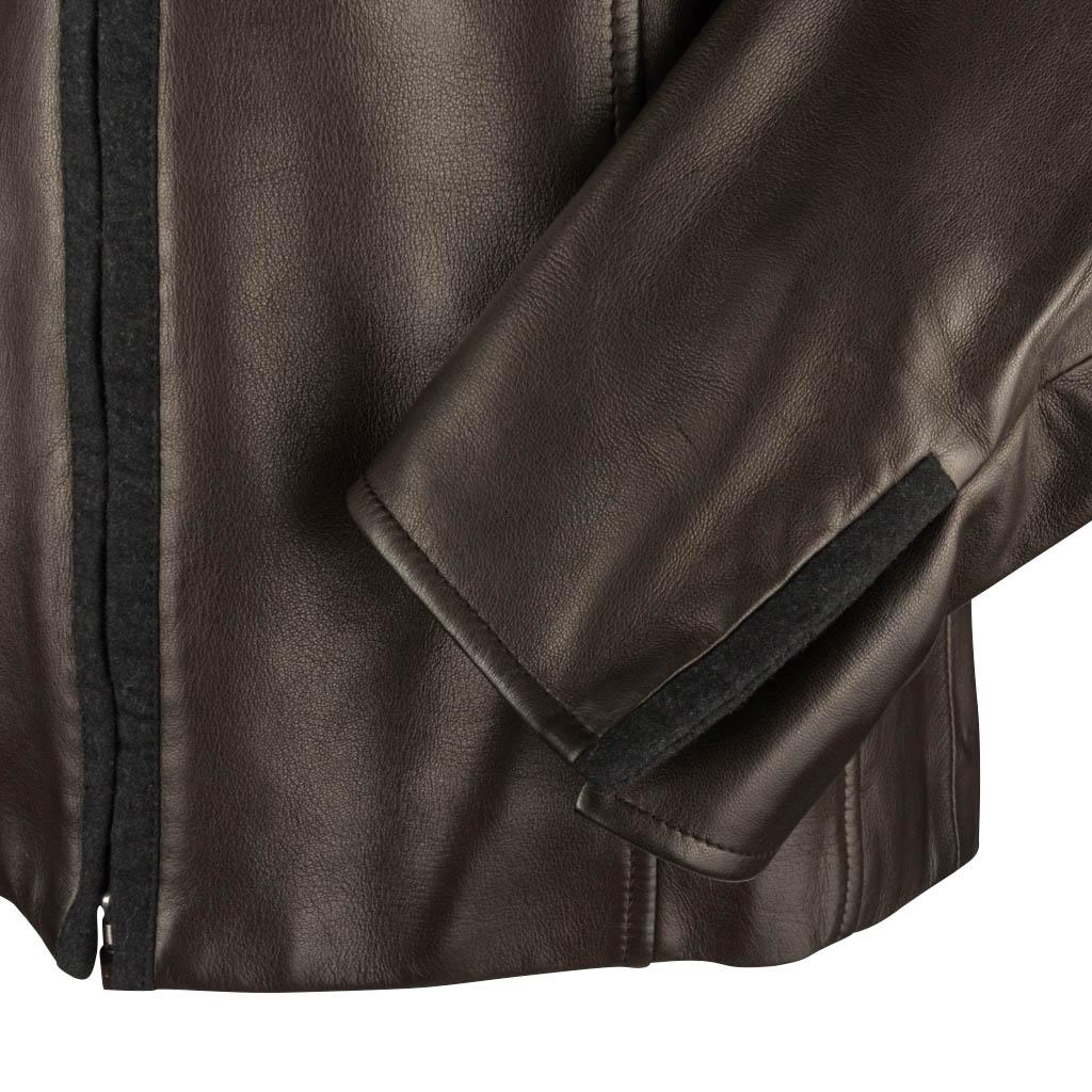 Women's or Men's Loro Piana Jacket Dark Brown Leather Zip Front 44 / 8