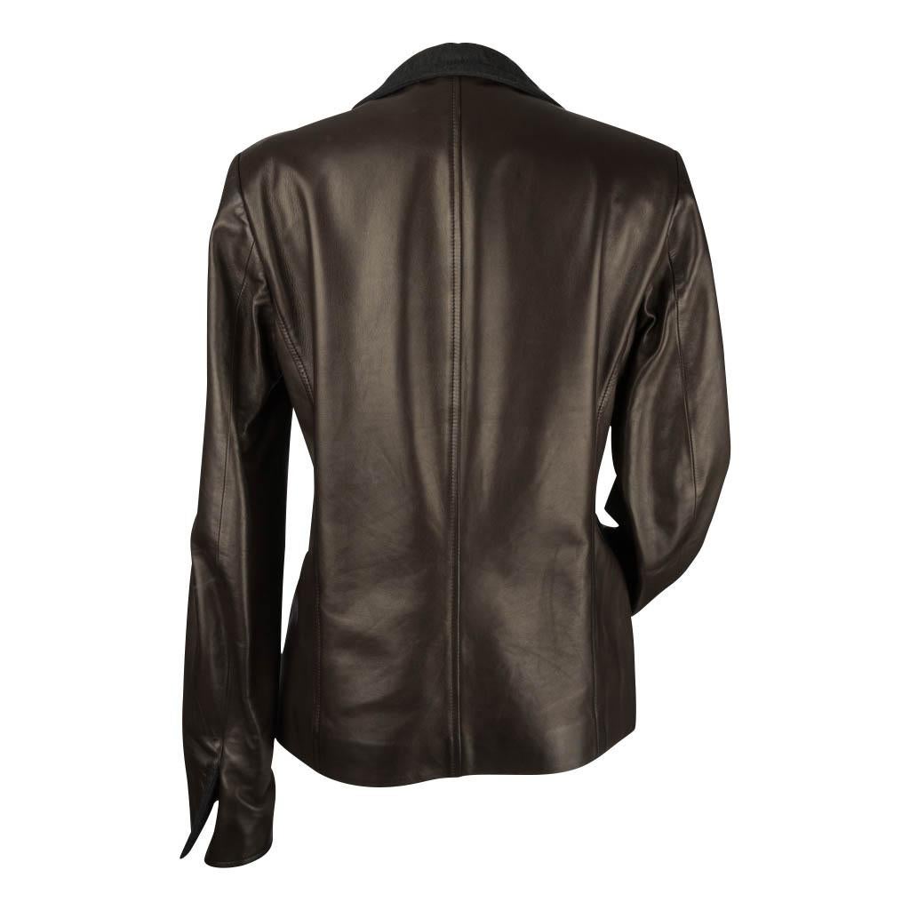 Loro Piana Jacket Dark Brown Leather Zip Front 44 / 8 1