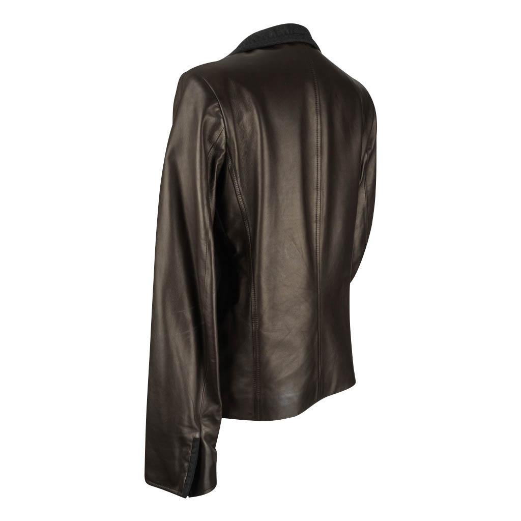 Loro Piana Jacket Dark Brown Leather Zip Front 44 / 8 2