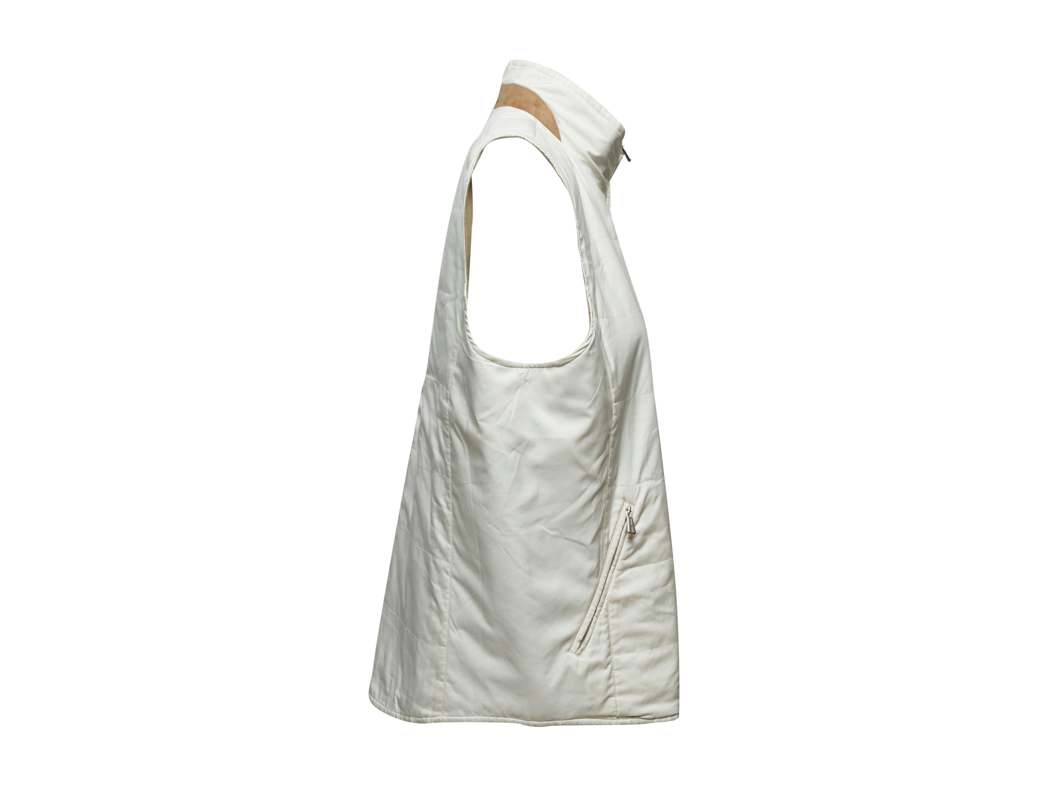 Beige Loro Piana Khaki & White Reversible Vest