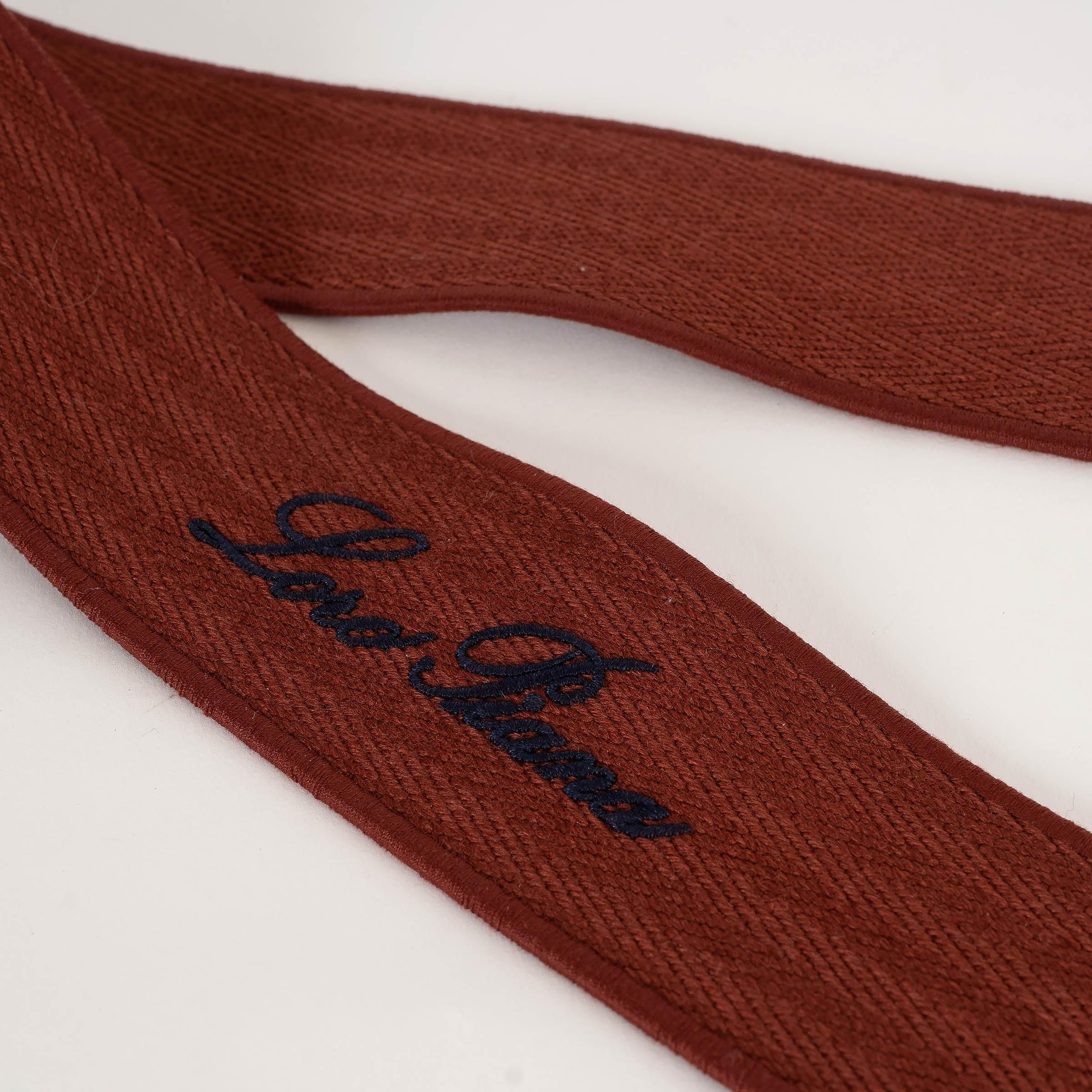 Brown LORO PIANA Kummel brick canvas SELVEDGE Bag Shoulder Strap For Sale